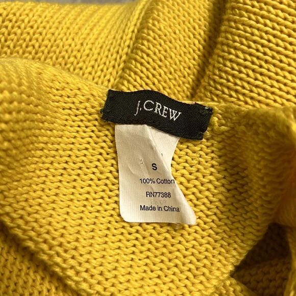 90s Y2K J Crew Sweater V Neck Canary Yellow Cotton Pullover Pockets Relaxed S - Picture 5 of 8